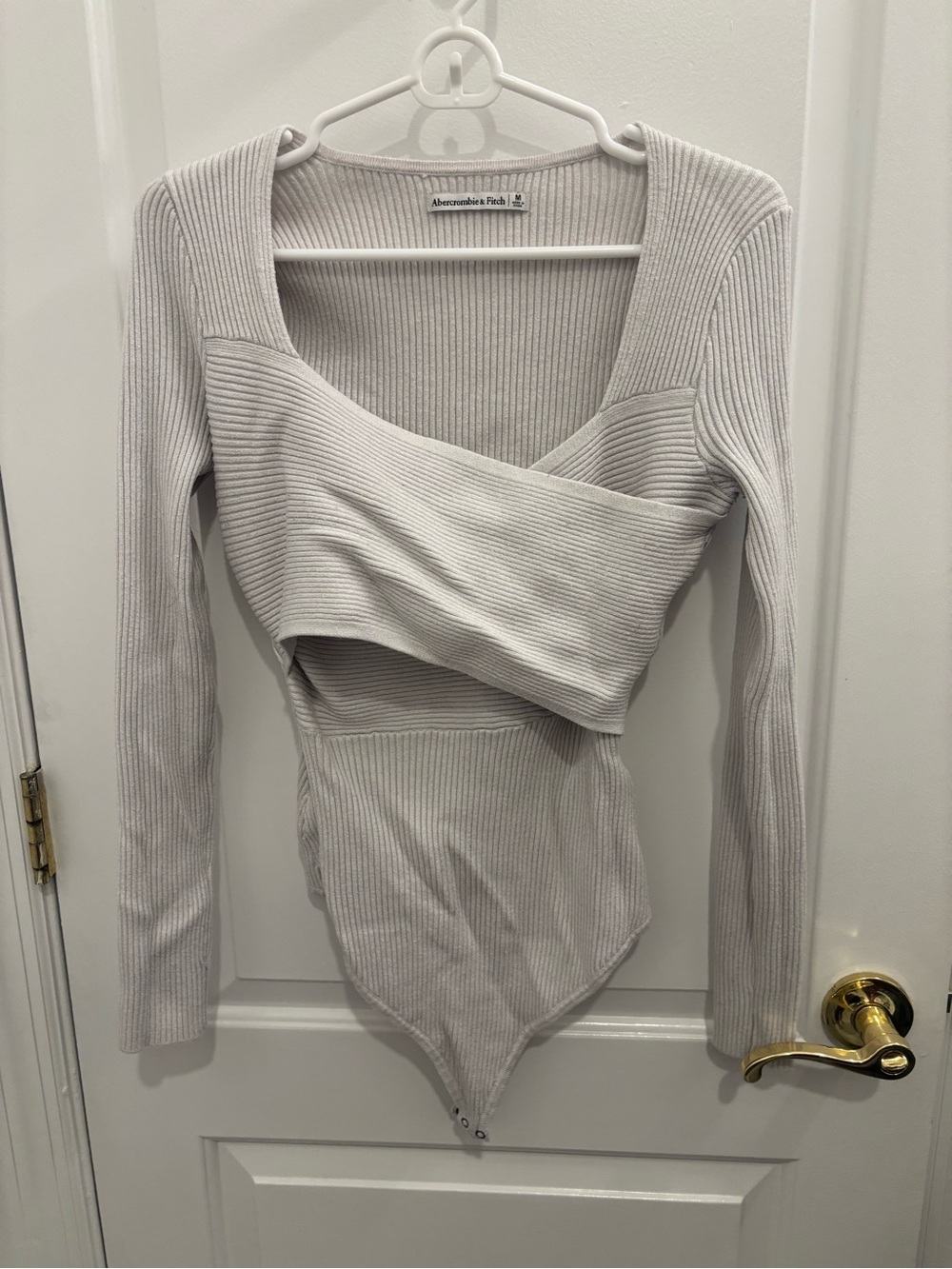 Abercrombie & Fitch Women's Long-Sleeve Ribbed Wrap Bodysuit